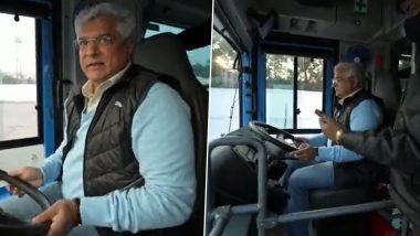 Kailash Gahlot Drives Electric Bus, Says Delhi Government Committed to Providing World-Class Transport Service to People( Watch Video)